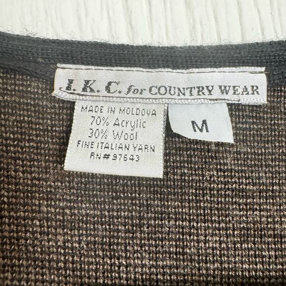 I. K. C. For Country Wear Brown One Button Wool Blend Italian Yarn Duster Size M - Picture 5 of 6